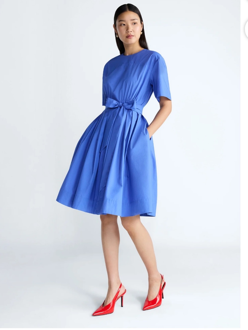 Devil Wears Prada Scoop Collection Women's Cotton Tie-Waist Midi Dress 👗 NWT